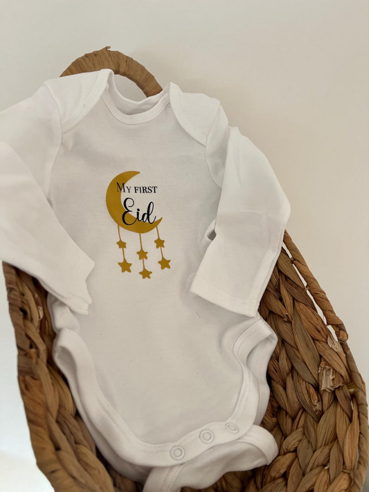 Baby Body Babykleidung Islamisches Eid Eid Mubarak Personalisiert mein erstes Eid
