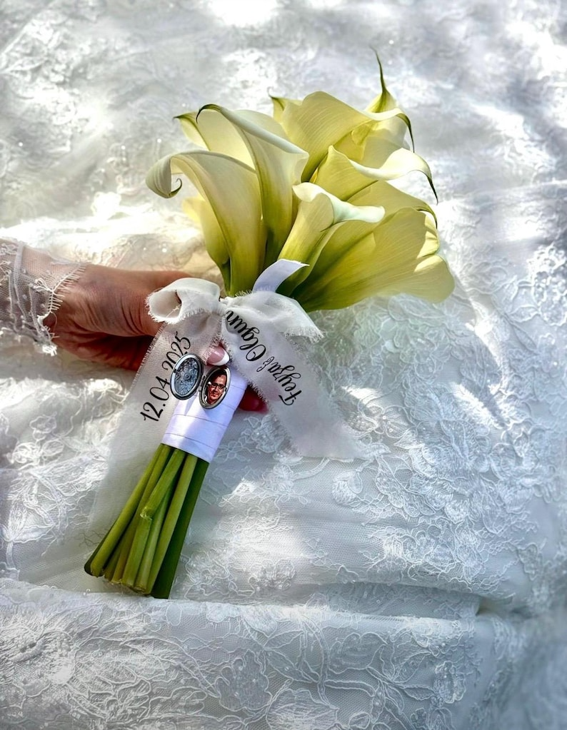Personalisiertes Blumenstraußband | Blumenstrauß | Brautstrauß | Blumenstraußband für Brautstrauß, Hochzeit und Trauung | Dügün Kurdelesi