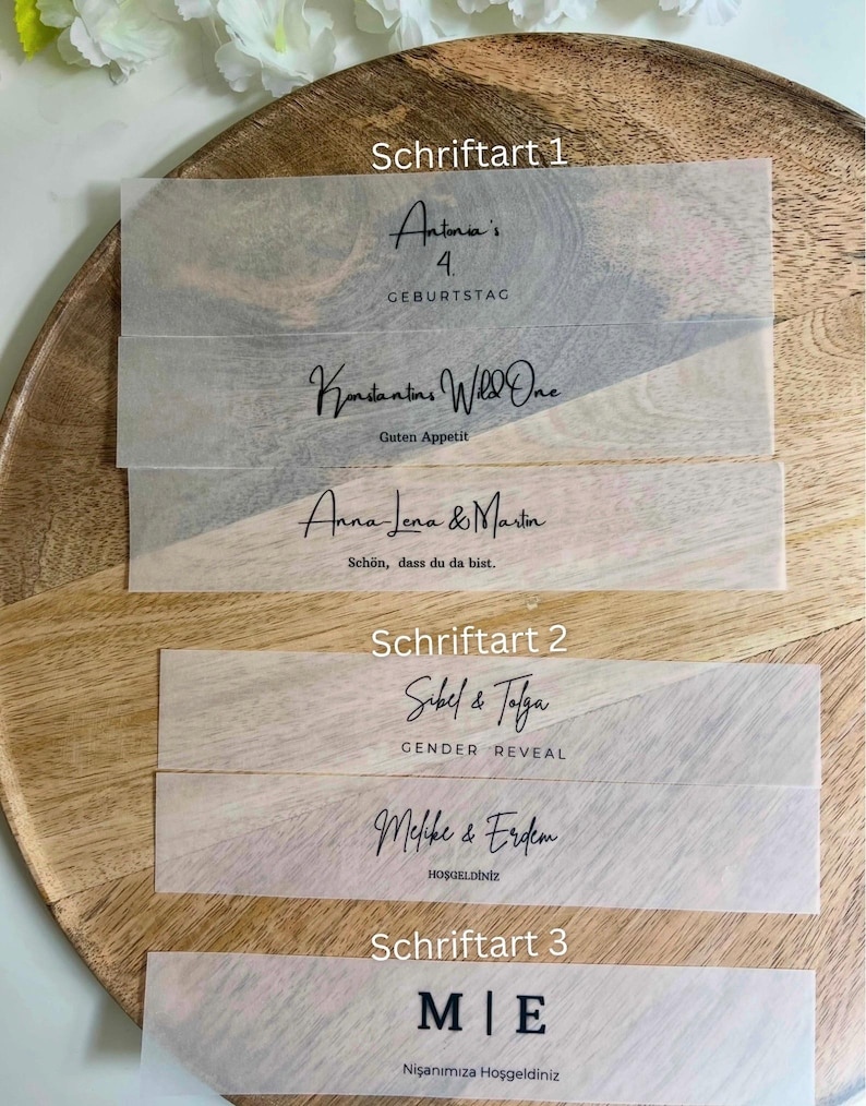 Serviettenbanderole | Personalisierte Tischdeko | Standesamt | Verlobung | Hochzeit | Söz | Nisan | Dügün | Geburtstag