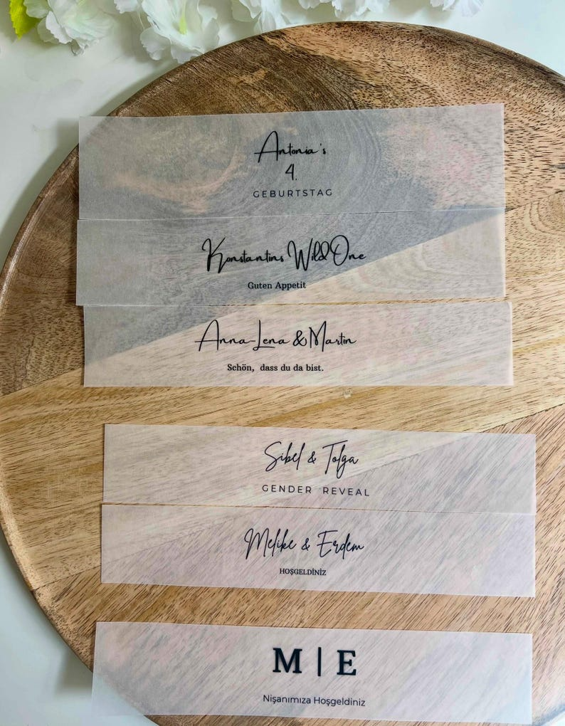 Serviettenbanderole | Personalisierte Tischdeko | Standesamt | Verlobung | Hochzeit | Söz | Nisan | Dügün | Geburtstag
