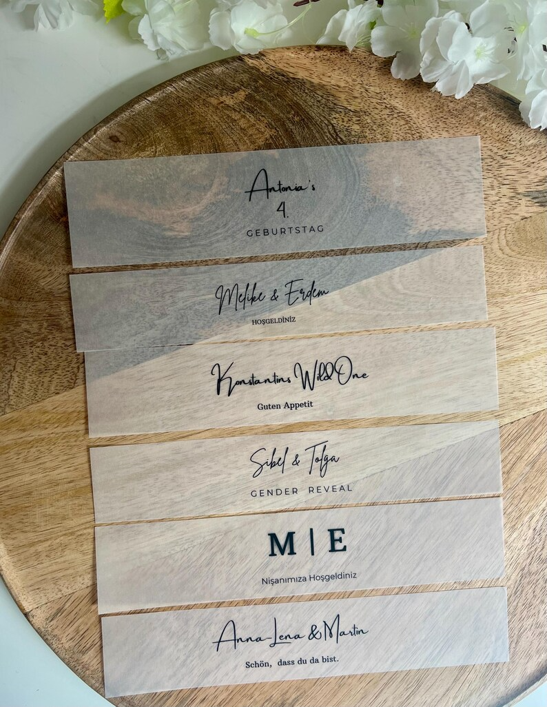 Serviettenbanderole | Personalisierte Tischdeko | Standesamt | Verlobung | Hochzeit | Söz | Nisan | Dügün | Geburtstag