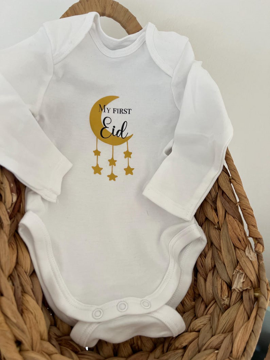Baby Body Babykleidung Islamisches Eid Eid Mubarak Personalisiert mein erstes Eid