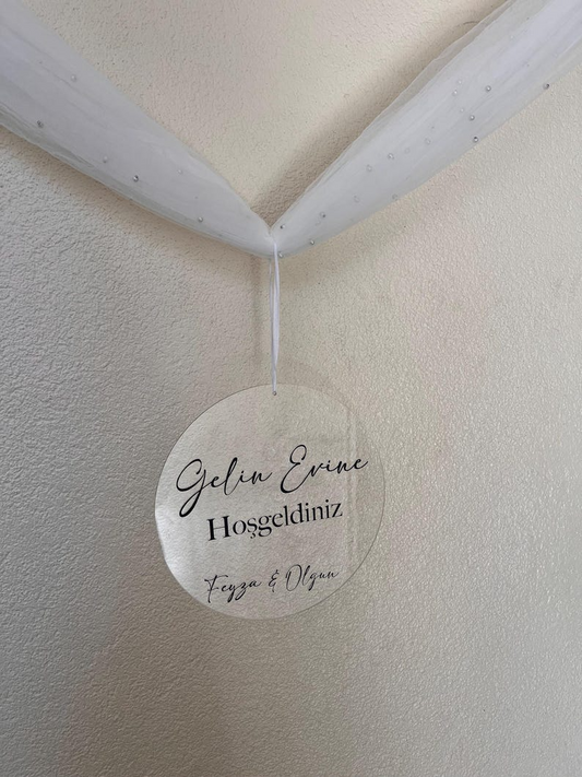Willkommen im Haus der Braut | Türdeko | Willkommen im Haus des Mädchens | Aufkleber | Willkommensschild | Hochzeit | Vermählung | Haus des Bräutigams | Ø 25 cm