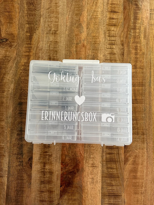 Erinnerungsbox Fotobox Kindheit bis 14 Jahre Aufbewahrung Geschenk Geburt Babyerinnerung Fotobuch Geburtsdaten Memorybox